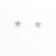 Star-shaped earrings with clear stones on a white background