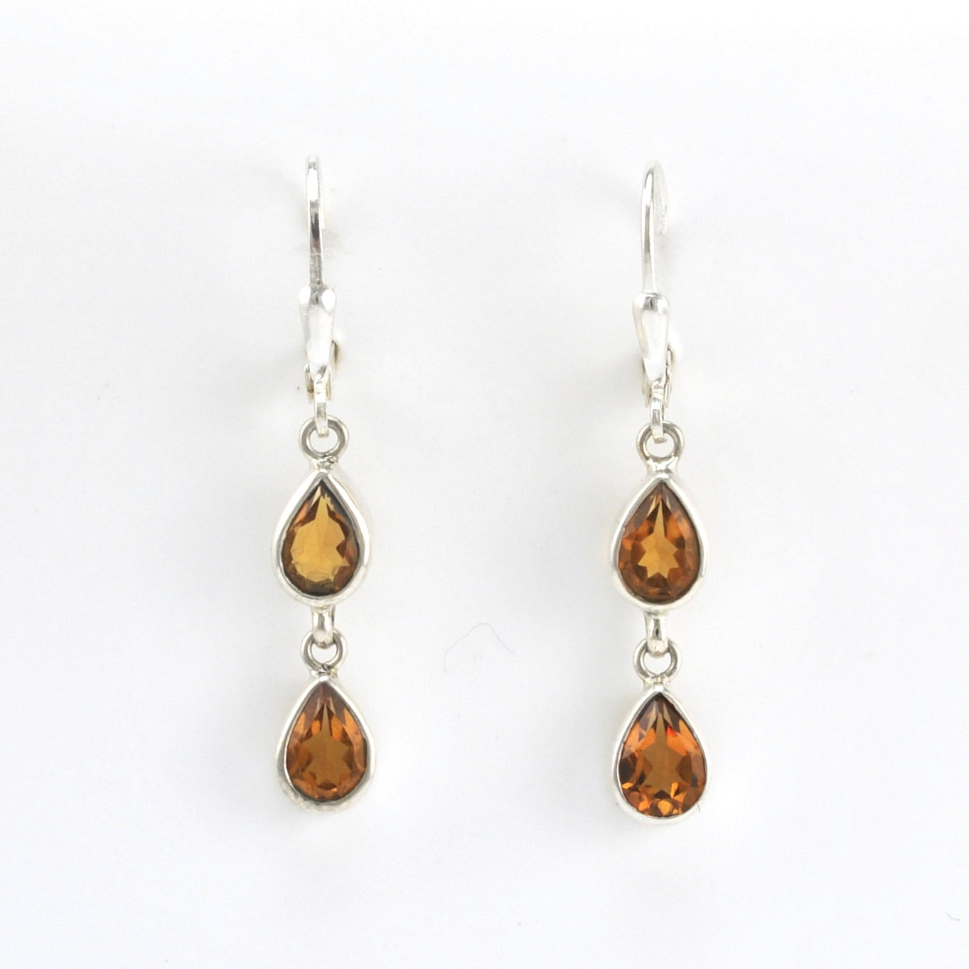 Alternate View Silver Citrine 2 Tear Dangle Earrings