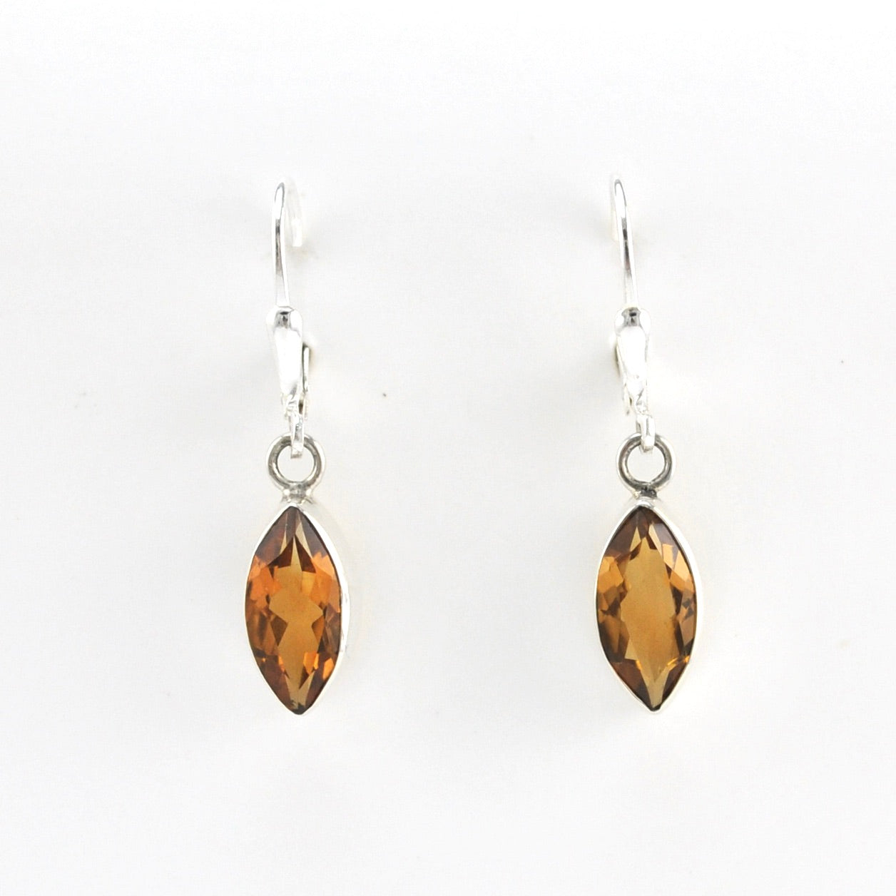 Alternate View Silver Citrine 6x12mm Marquise Dangle Earrings