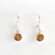 Alternate View Silver Citrine 7mm Round Dangle Earrings
