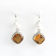 Alternate View Silver Citrine 8mm Offset Square Bali Dangle Earrings
