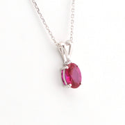 Alternate View Silver Created Ruby 1ct Oval CZ Necklace