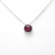 Alternate View Silver Created Ruby 2ct Round Necklace