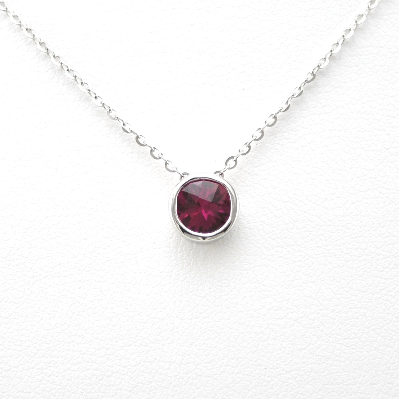 Alternate View Silver Created Ruby 2ct Round Necklace