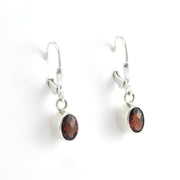 Alternate View Silver Garnet 5x7mm Oval Dangle Earrings