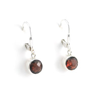 Alternate View Silver Garnet 6mm Round Dangle Earrings