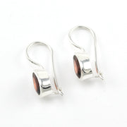 Alternate View Silver Garnet 7x9mm Tear Dangle Earrings