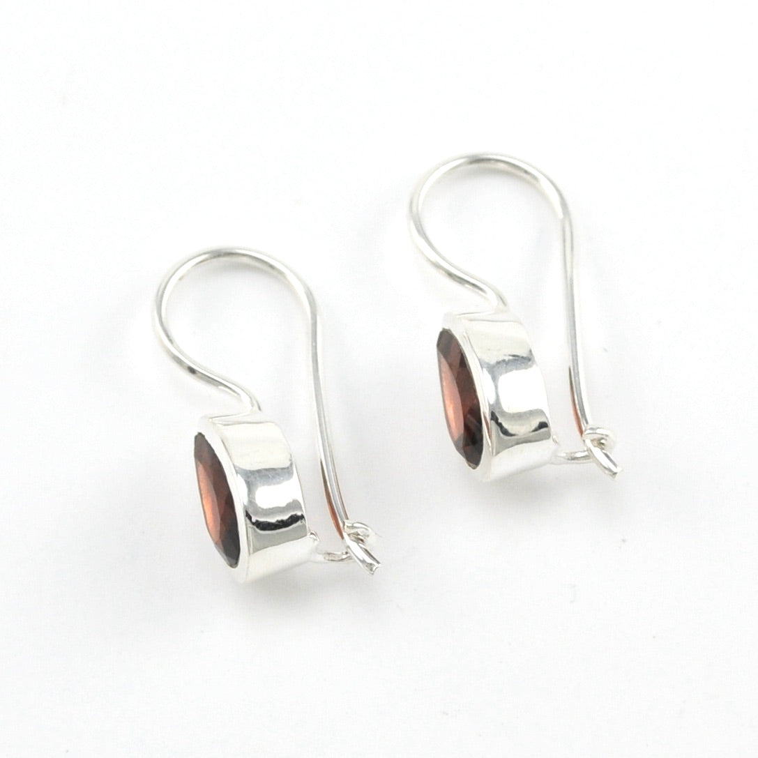 Alternate View Silver Garnet 7x9mm Tear Dangle Earrings
