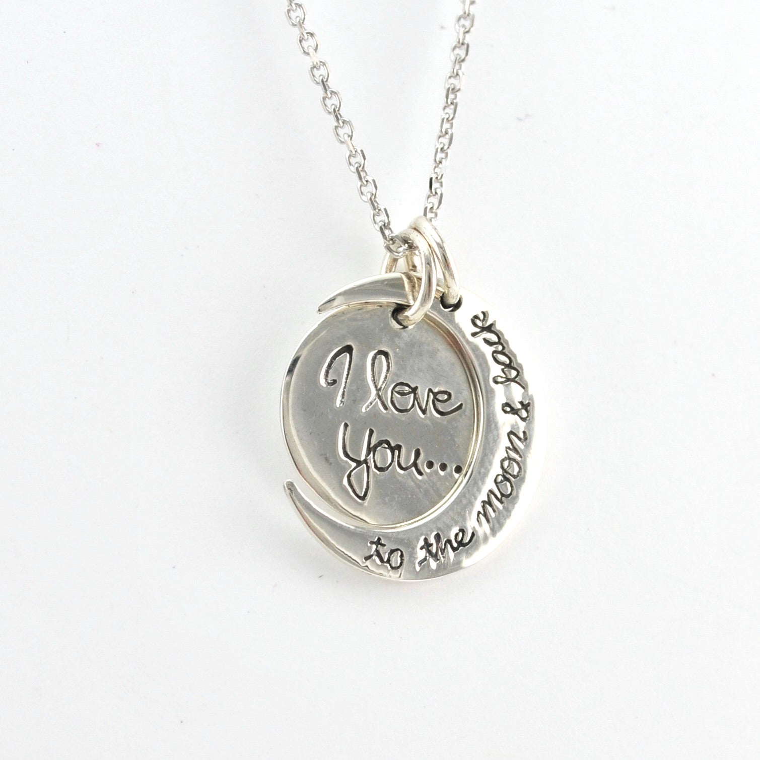 Alternate View Silver I love you to the moon and back Necklace