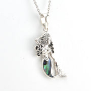 Alternate View Silver Mermaid with Abalone Tail Small Necklace