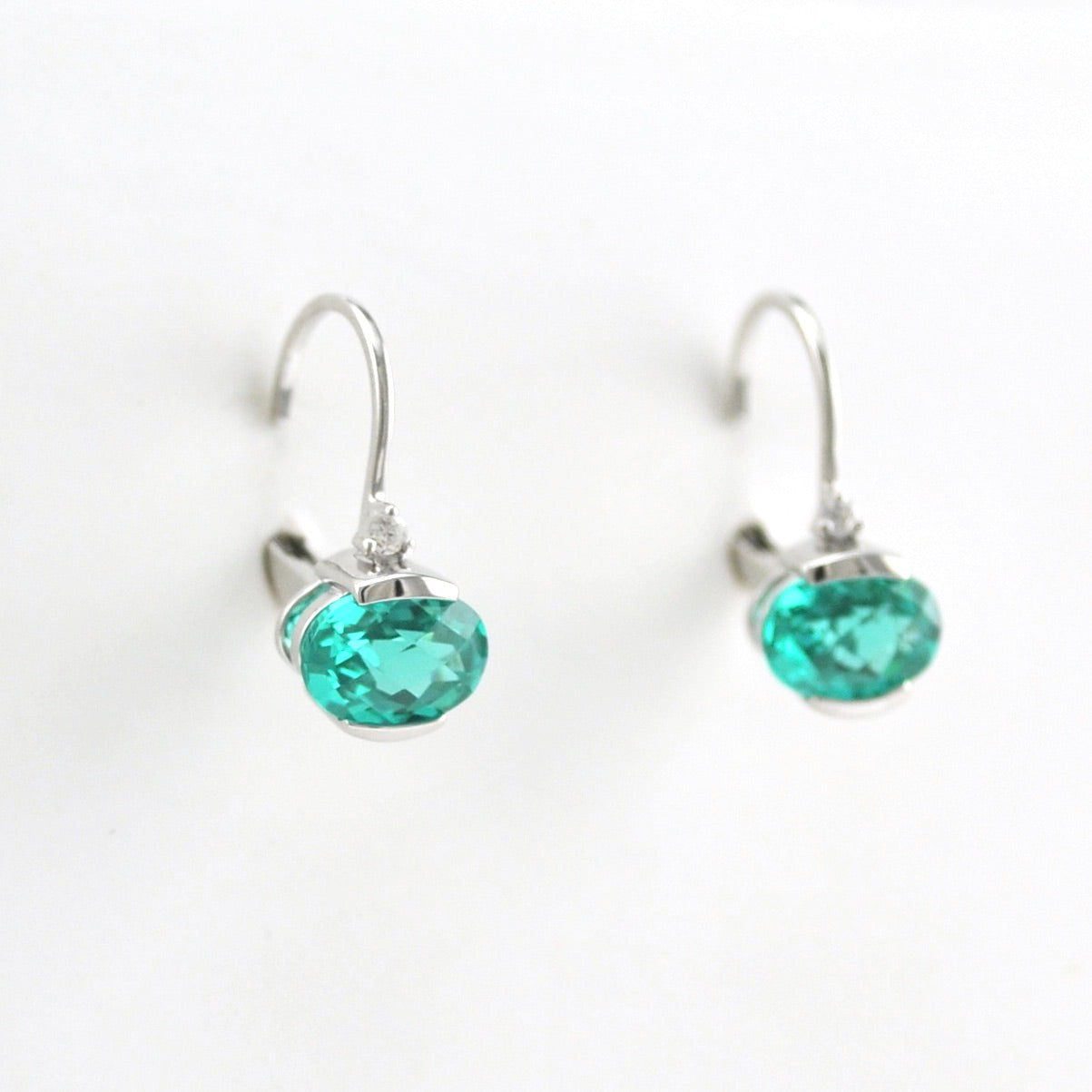 Alternate View Silver Paraiba Garnet 2.3ct Oval CZ Earrings
