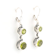 Alternate View Silver Peridot 2 Round Bali Dangle Earrings