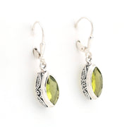 Alternate View Silver Peridot 6x12mm Marquise Bali Earrings