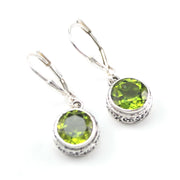 Alternate View Silver Peridot 8mm Round Bali Dangle Earrings