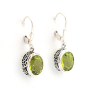 Alternate View Silver Peridot 8x10mm Oval Bali Earrings