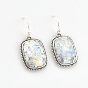 Alternate View Silver Roman Glass Rectangle Dangle Earrings