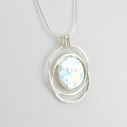 Alternate View Silver Roman Glass Spiral Circle Necklace