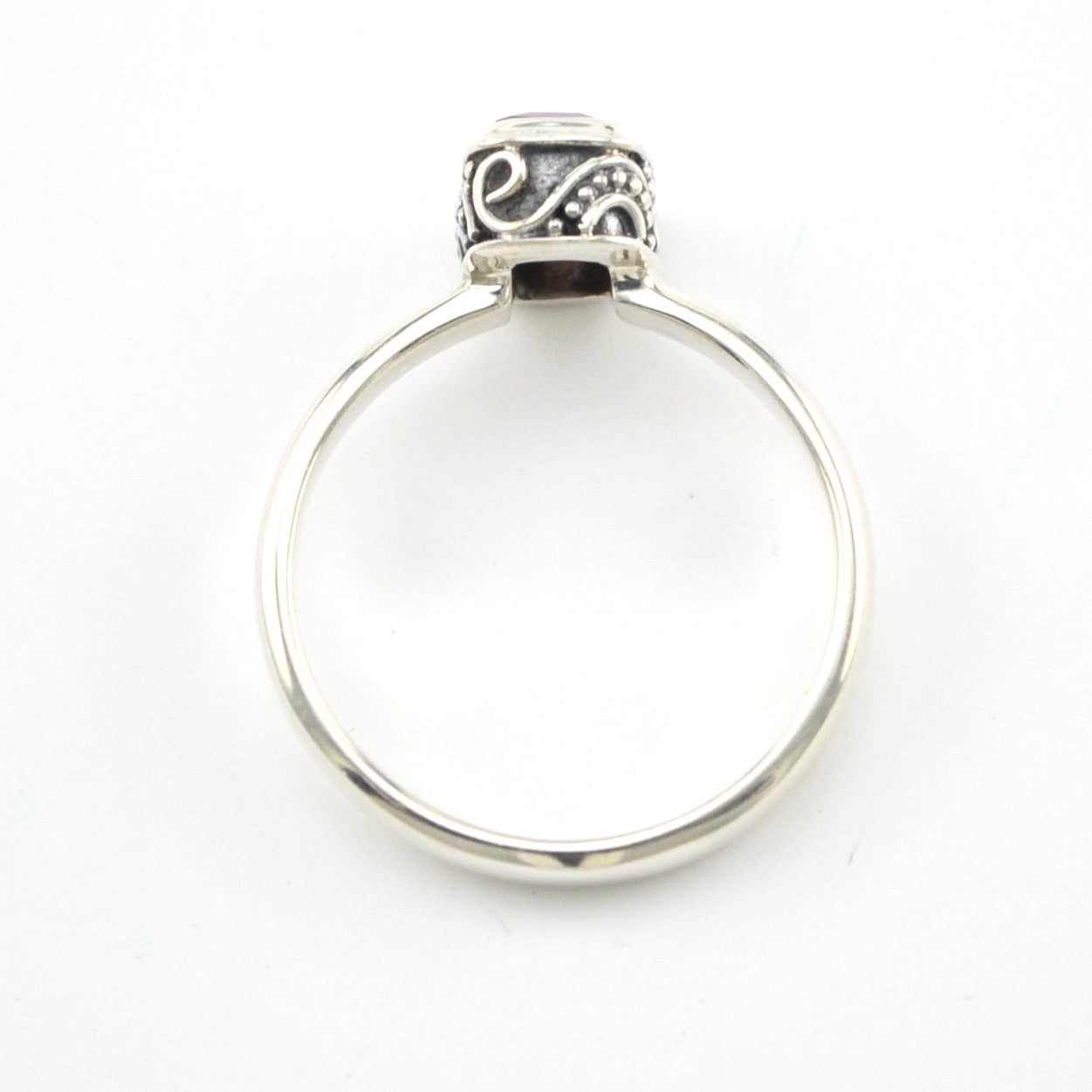 Alternate View Silver Ruby 4x6mm Rectangle Bali Ring