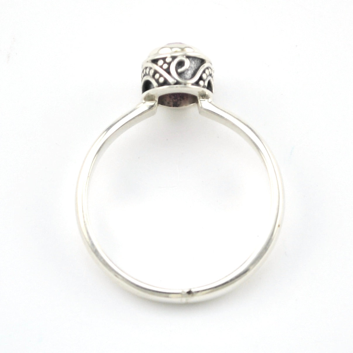 Alternate View Silver Ruby 5x7mm Oval Bali Ring