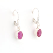 Alternate View Silver Ruby 5x7mm Oval Dangle Earrings