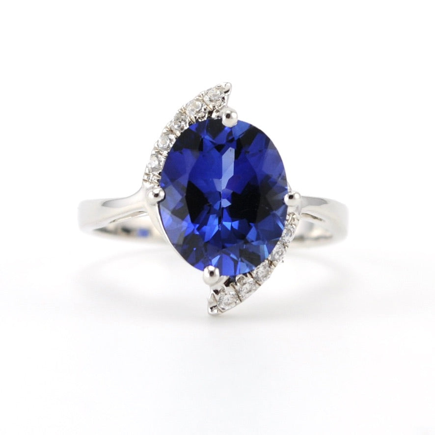 Alternate View Sterling Silver Created Sapphire 5.3ct Cubic Zirconia Ring Size 7