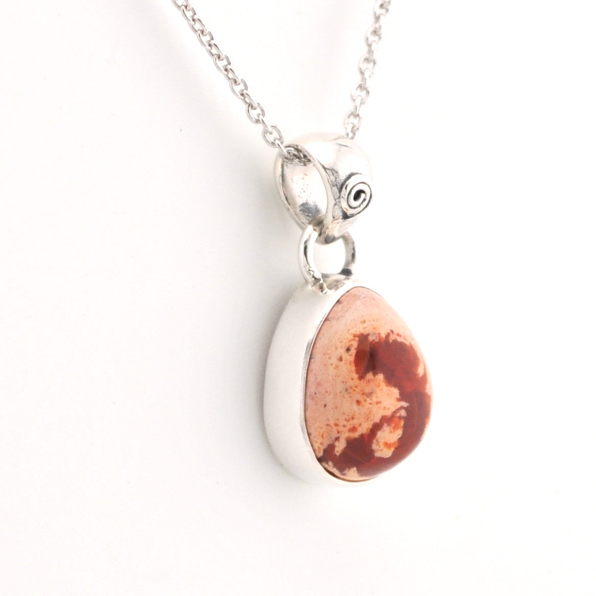 Alternate View Sterling Silver Mexican Fire Opal Tear Necklace