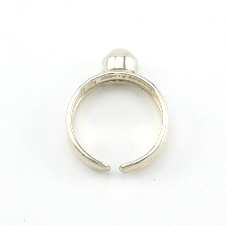 Alternate View Sterling Silver Pearl 2 Band Adjustable Ring