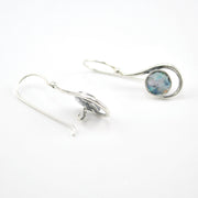 Alternate View Sterling Silver Roman Glass Round Swirl Dangle Earrings