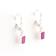 Alternate View Sterling Silver Ruby 4x6mm Rectangle Dangle Earrings
