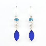 Alternate View Sterling Silver Topaz Pearl Sea Glass Earrings