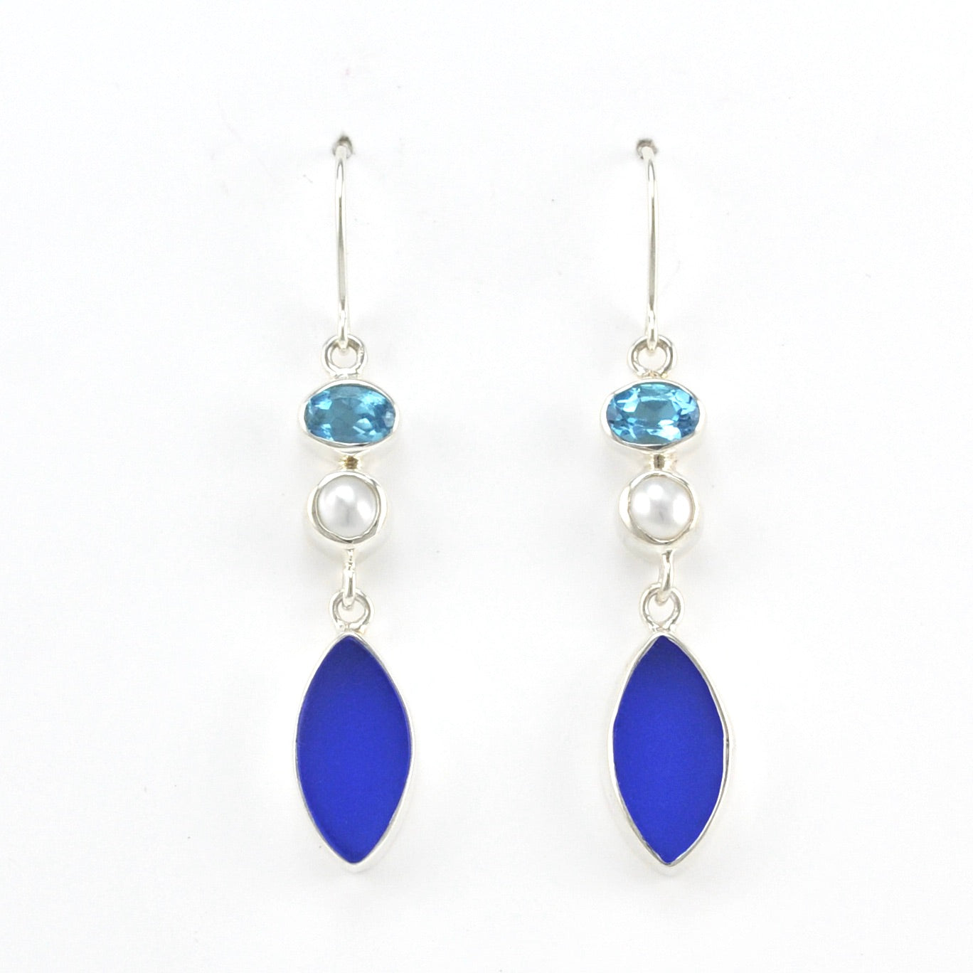 Alternate View Sterling Silver Topaz Pearl Sea Glass Earrings