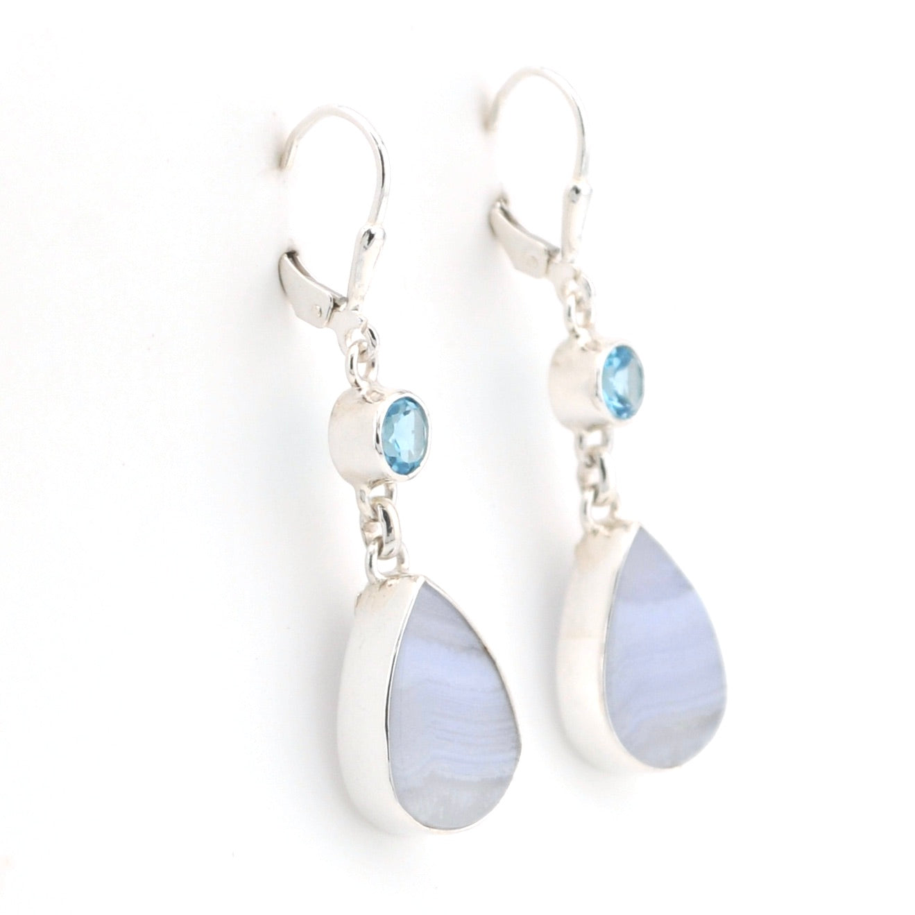 Alternate View Topaz Blue Lace Agate Earrings