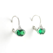 Alternate View ilver Created Emerald 1.5ct Oval CZ Earrings