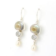 Side View Sterling Silver Malabar Shell White Topaz Earrings