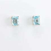 Alt View Sterling Silver Blue Topaz 6x8mm Rectangle Post Earrings