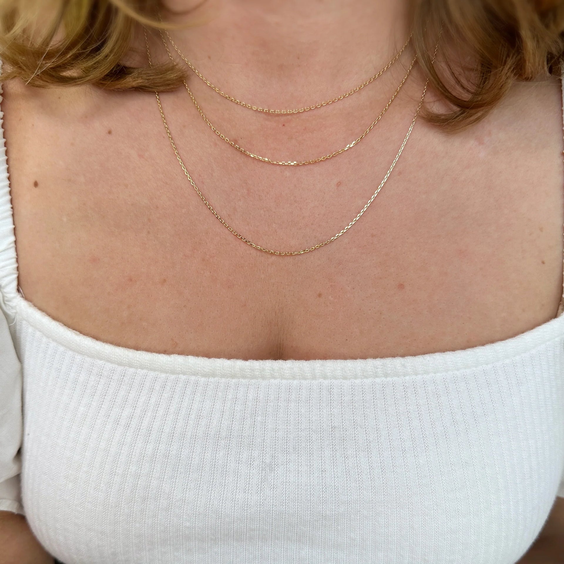 Alt View 18k Gold Fill 16 Inch Diamond Cut Cable .9mm Chain with Extender