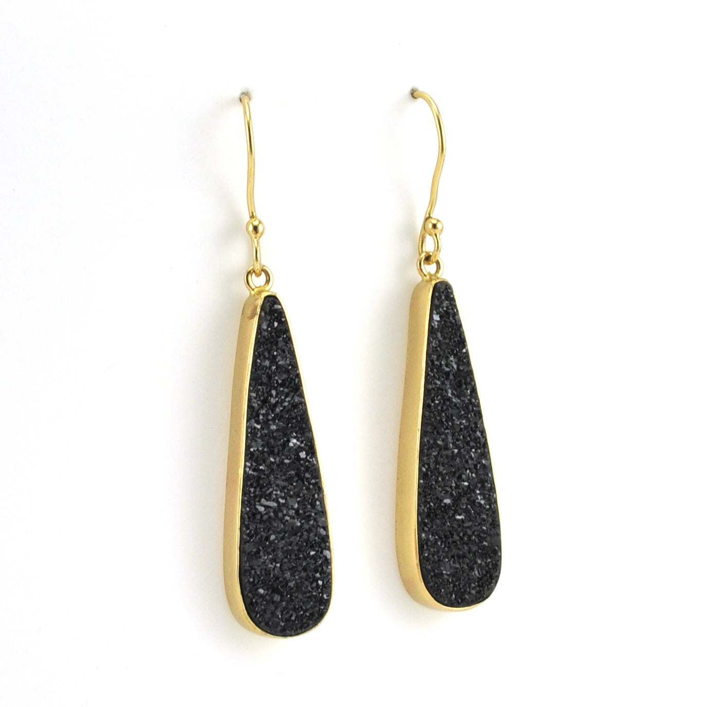 Alt View Alchemía Black Druzy Agate Tear Earrings