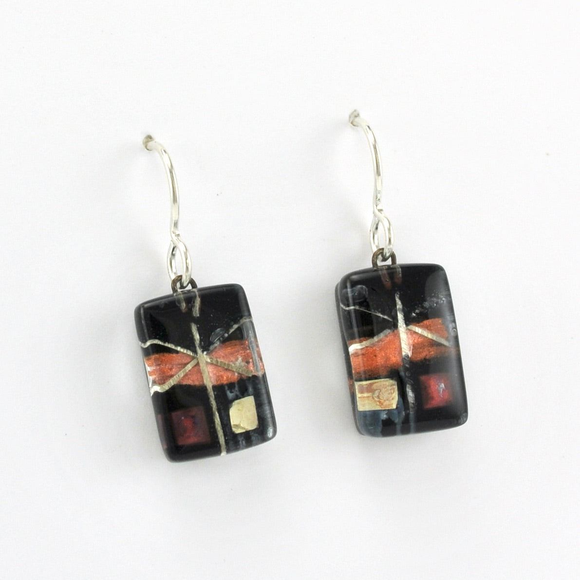 Alt View Glass Black Dragonfly Earrings