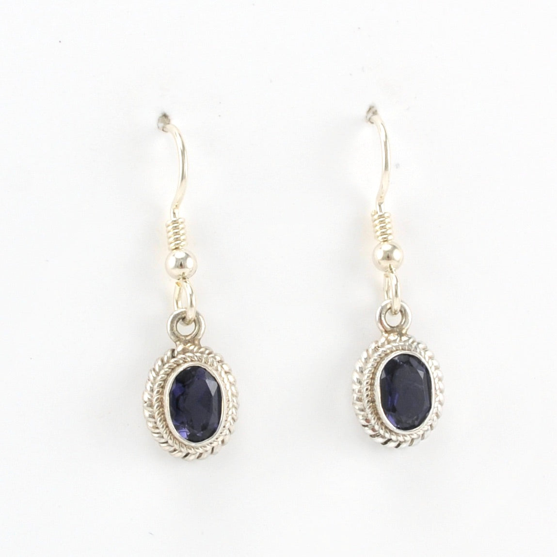 Alt View Sterling Silver Iolite 5x7mm Oval Dangle Earrings