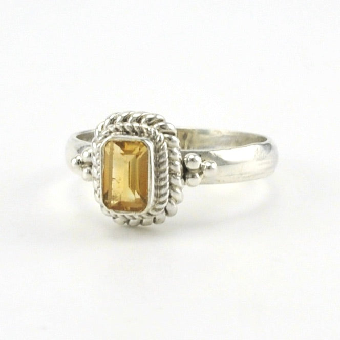 Alt View Sterling Silver Citrine 4x6mm Rectangle Ring