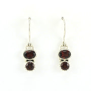Alt View Sterling Silver Garnet 2 Stone Dangle Earrings
