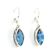 Alternate View Silver Blue Topaz 7x14mm Marquise Bali Dangle Earrings
