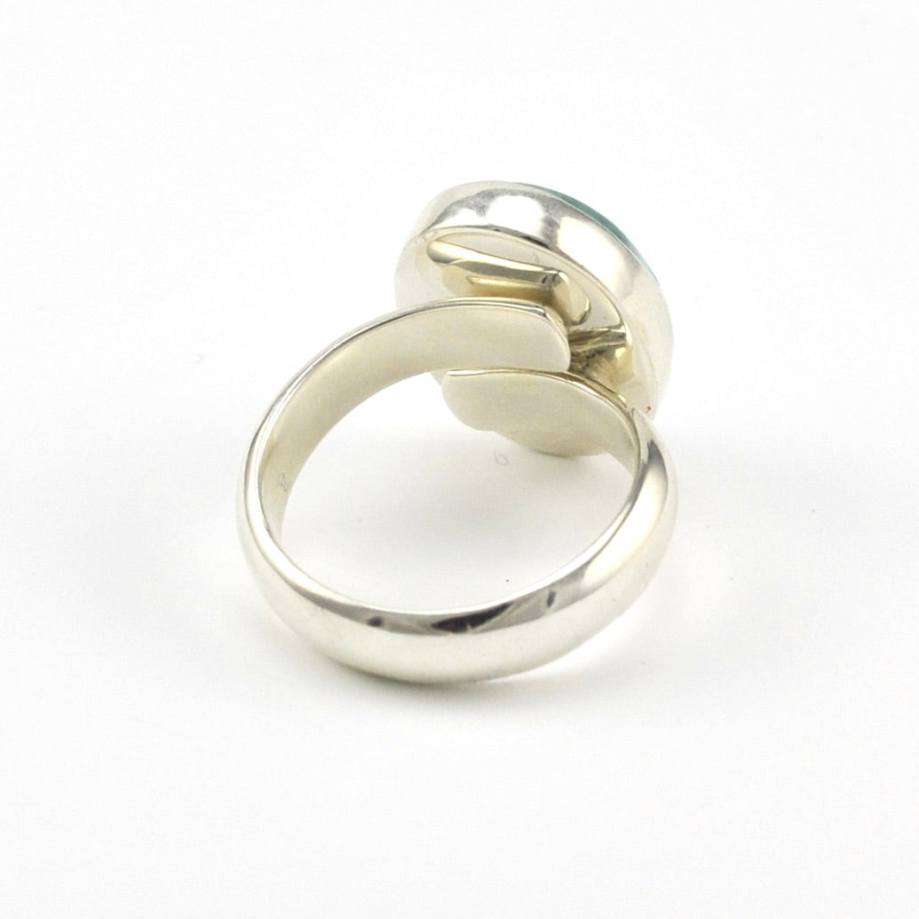 Back View Sterling Silver Larimar Oval Adjustable Ring
