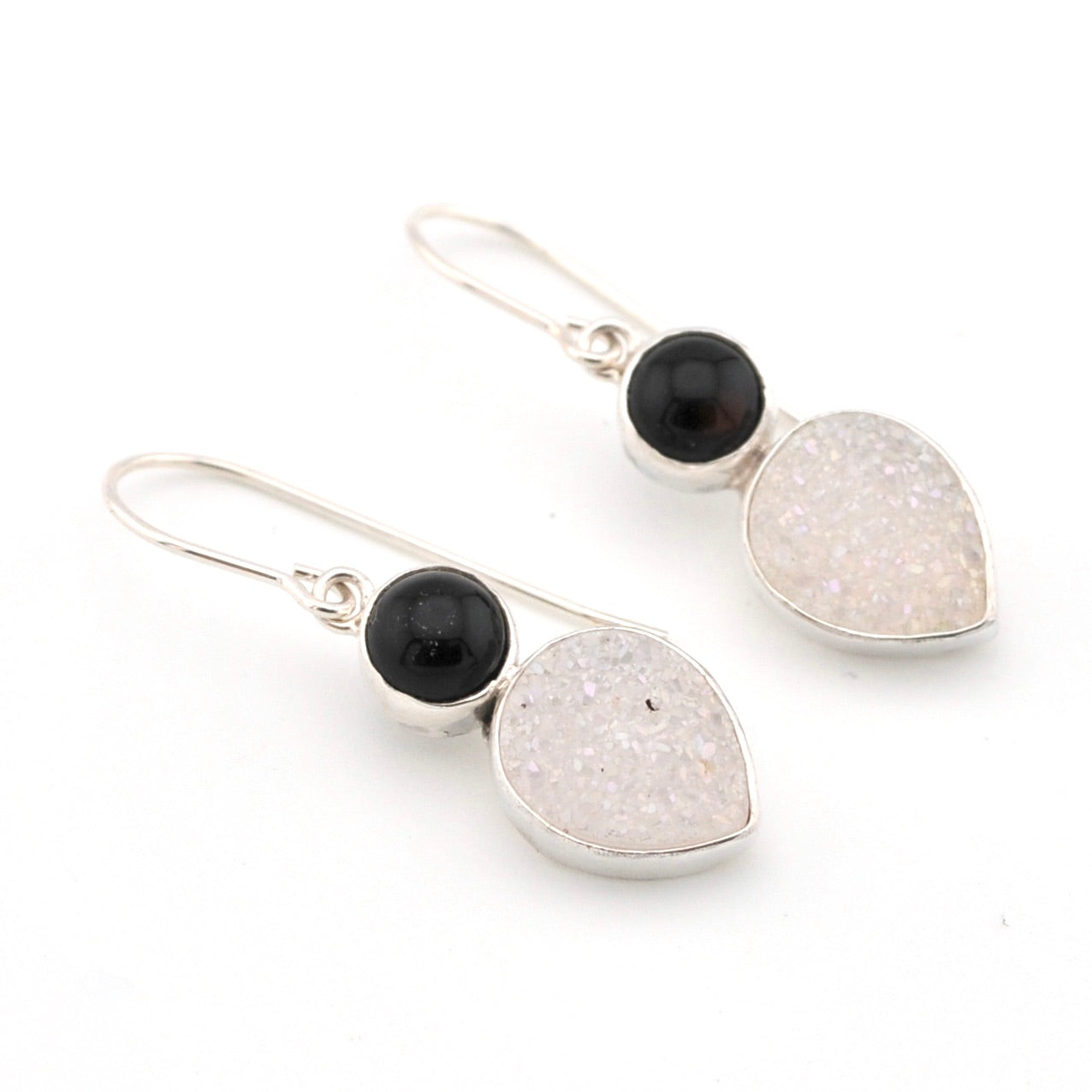 Black Onyx Druzy Agate Earrings