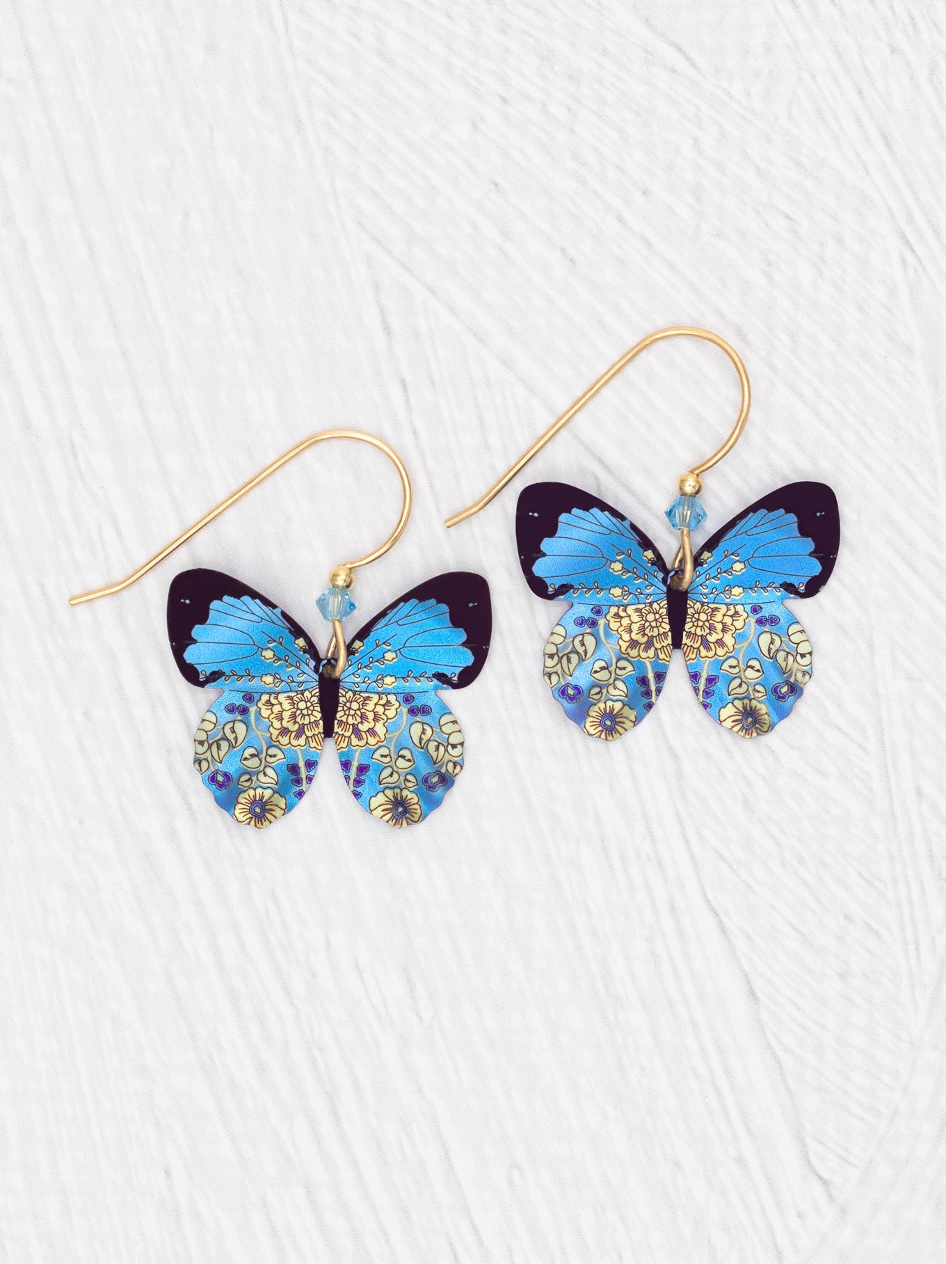Blue Radiance Blooming Butterfly Earrings