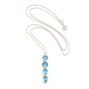 Silver Blue Topaz 4 Stone Necklace