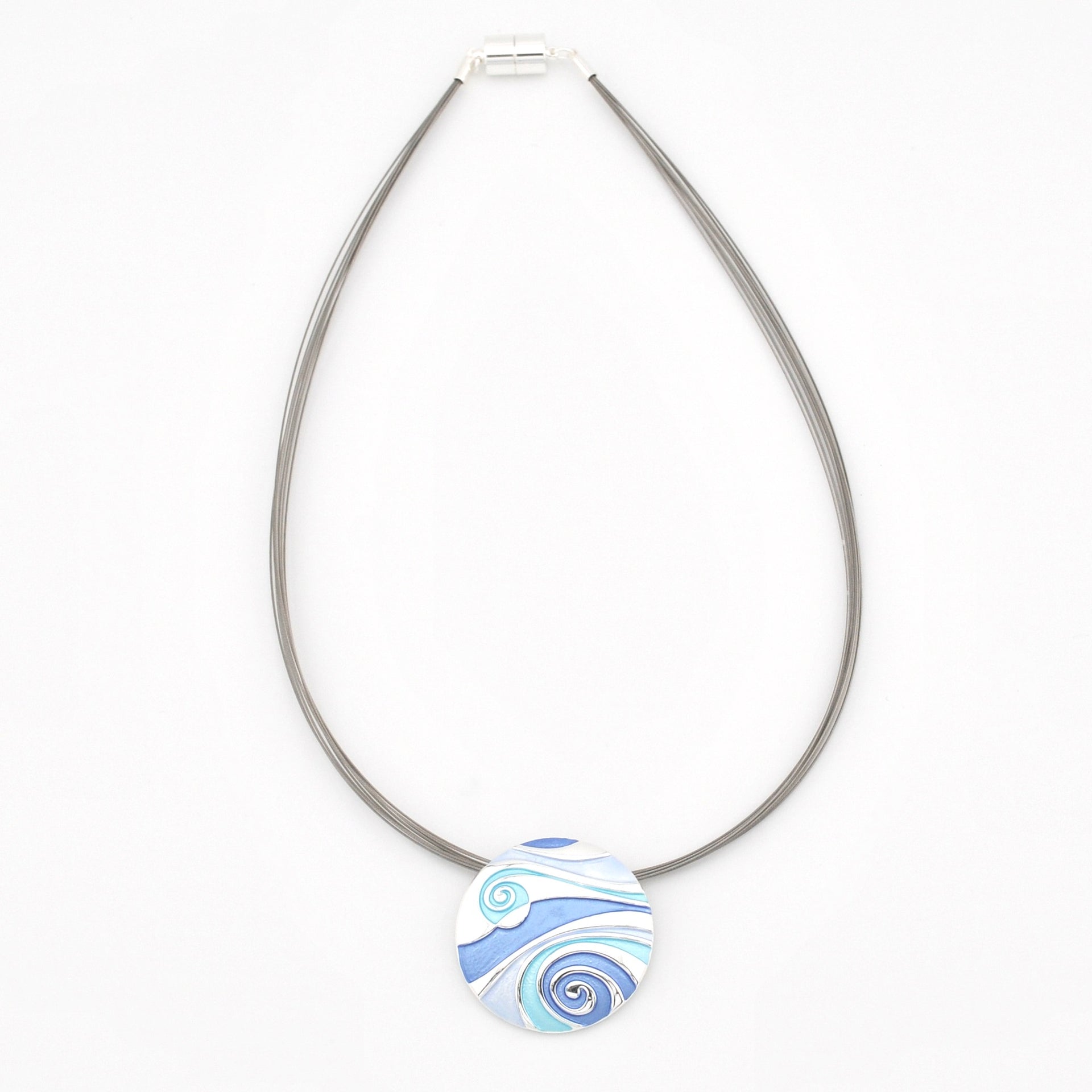 Blue Turquoise Swirl Pendant Necklace