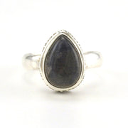 Alt View Sterling Silver Labradorite 8x11mm Tear Bali Ring