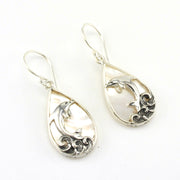 Sterling Silver Mother of Pearl Dolphin Tear Earrings