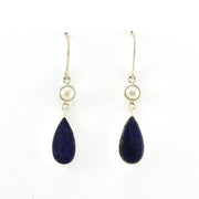 Alt View Sterling Silver Pearl Lapis Dangle Earrings